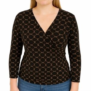 Harolds Black Gold Red Chainlink Pullover Top Sz XL